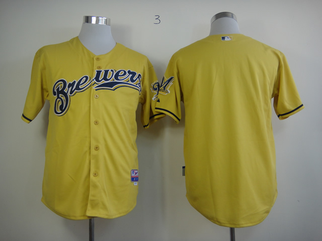Men Milwaukee Brewers Blank Yellow MLB Jerseys->youth mlb jersey->Youth Jersey